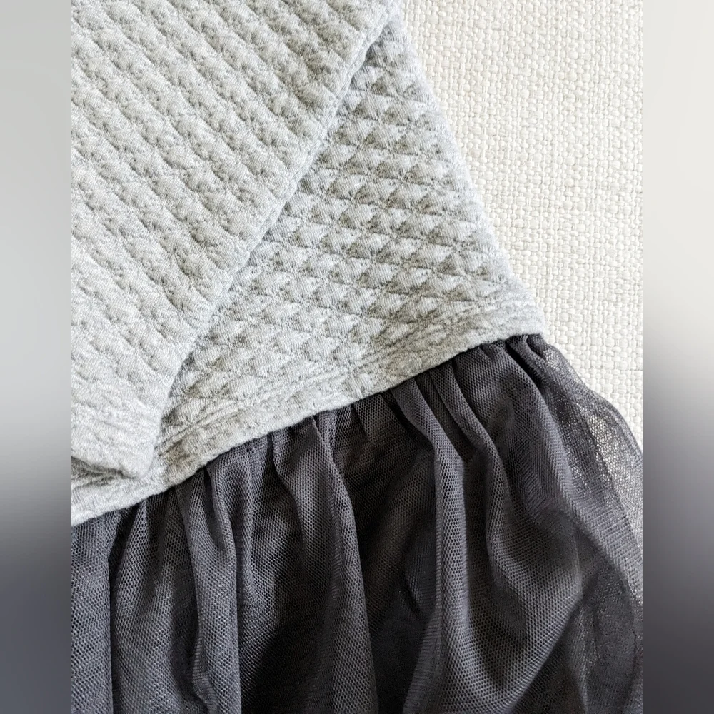 NWT Gap Kids Girl's size XXL Knit Sweater Dress Tulle Gray Long Sleeve Holiday